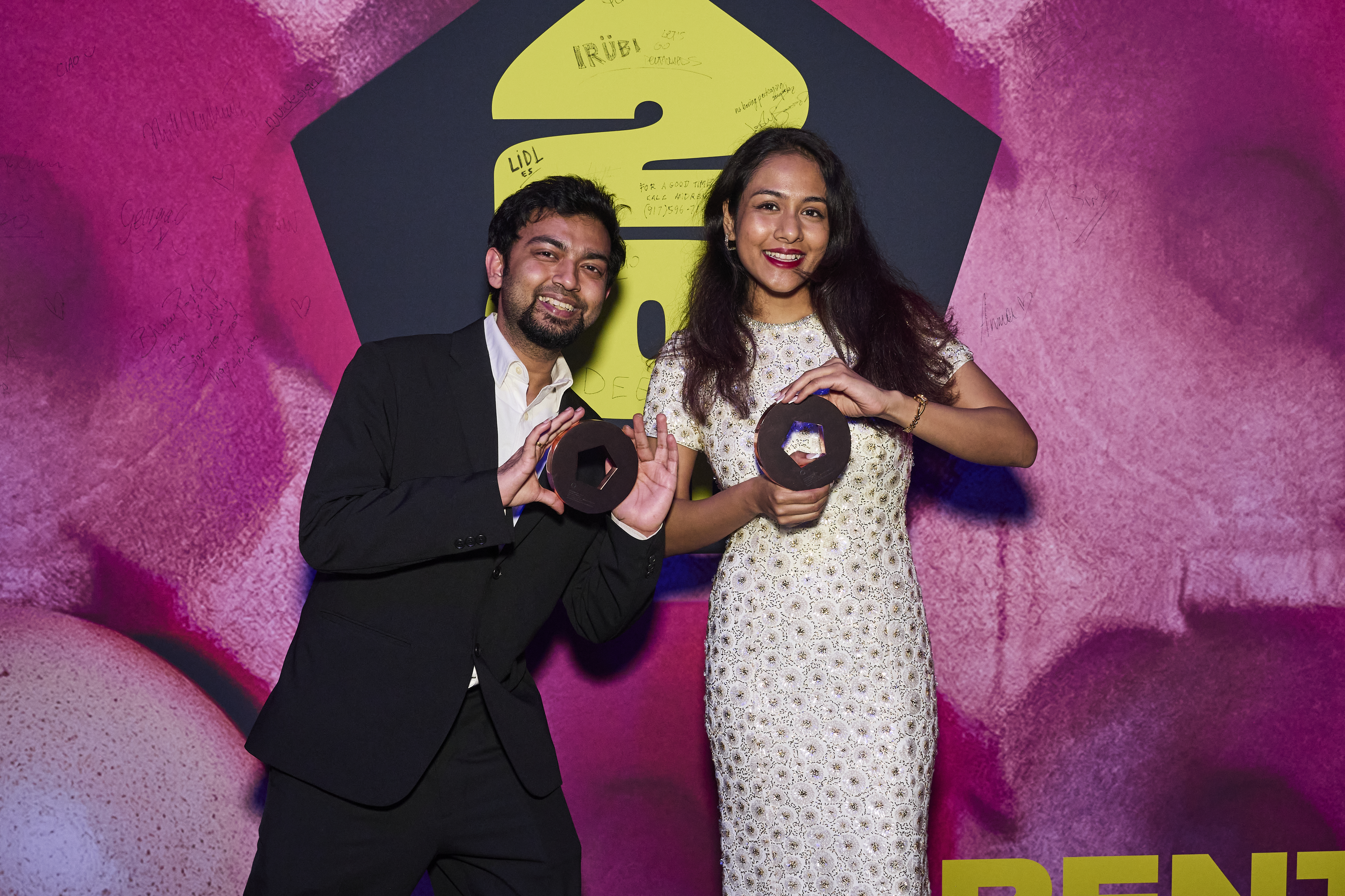 Koushani receiving the Pentawards Bronze