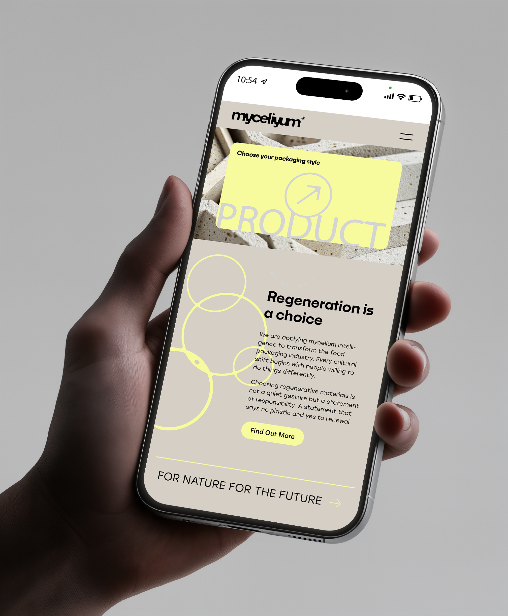 Mycelium website on iPhone
